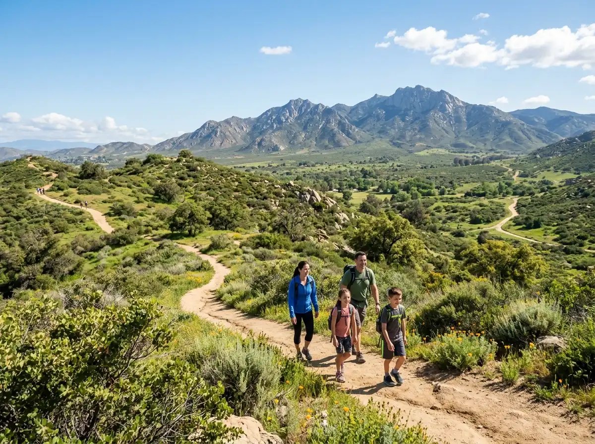 families hiking in moreno valley