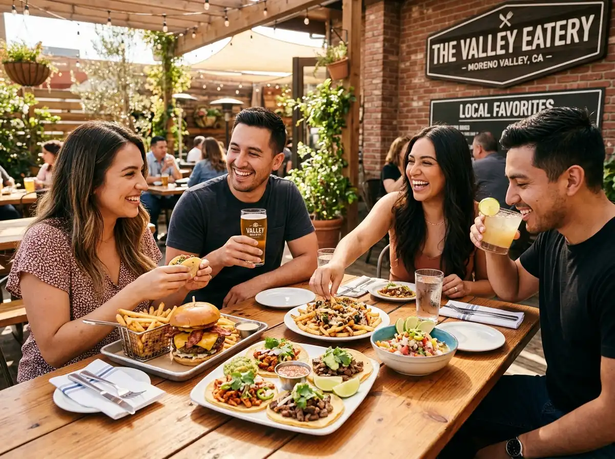 friends sharing food on patio