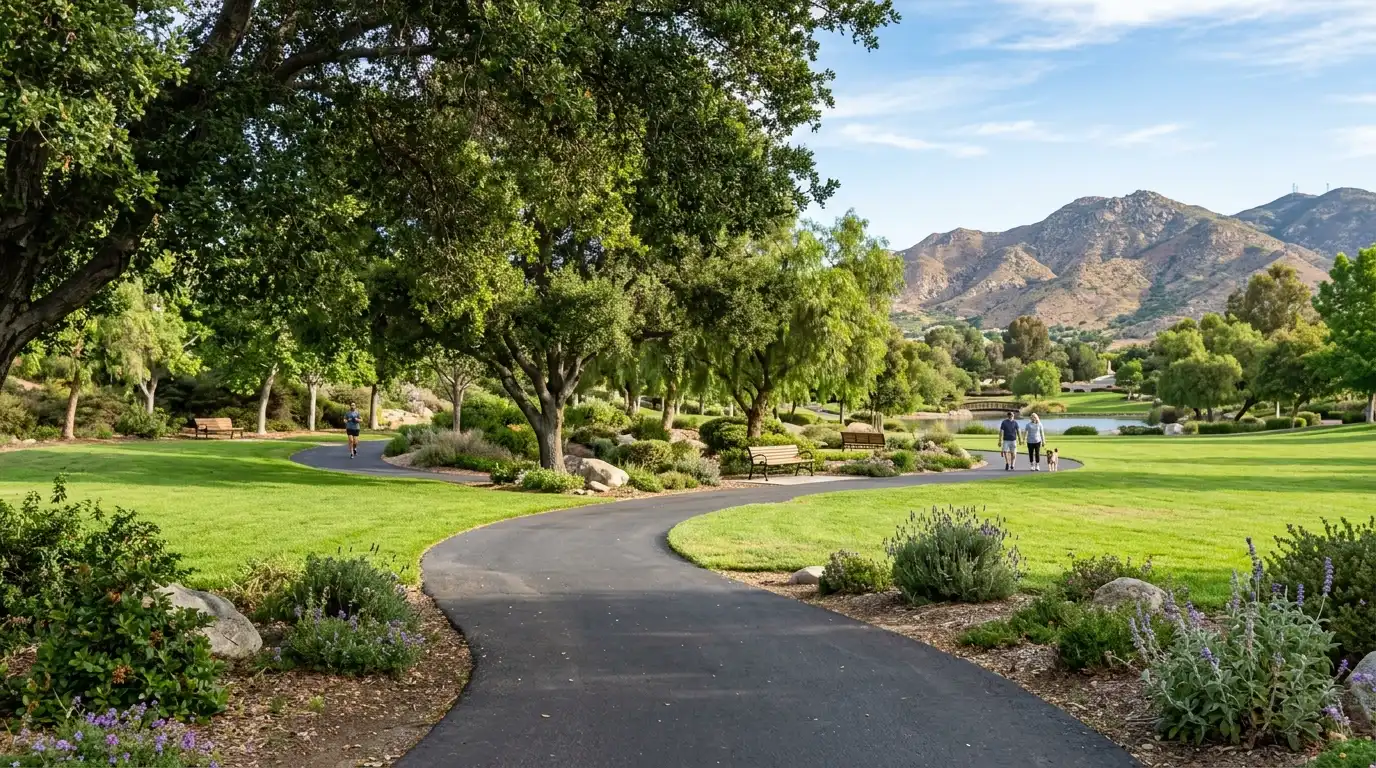 Best Parks and Outdoor Places to Explore in Moreno Valley Green community park with trees and walking area