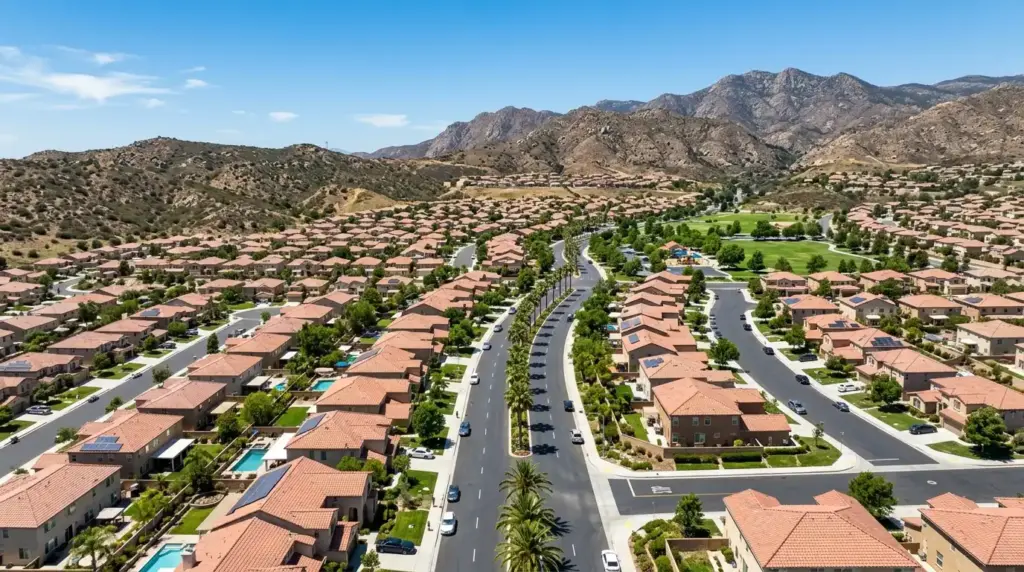 aerial view of suburban